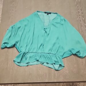Marc New York Teal Ruffle Hem Blouse